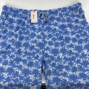 Peter Millar Seaside Swim Trunks Mens XXL Blue Palm Tree Print MS22P10 NEW